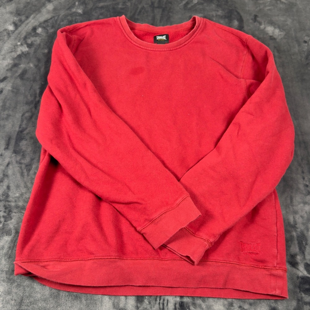 Everlast Sport Crewneck Sweatshirt Mens Large Red Fleece Pullover‎ 2547